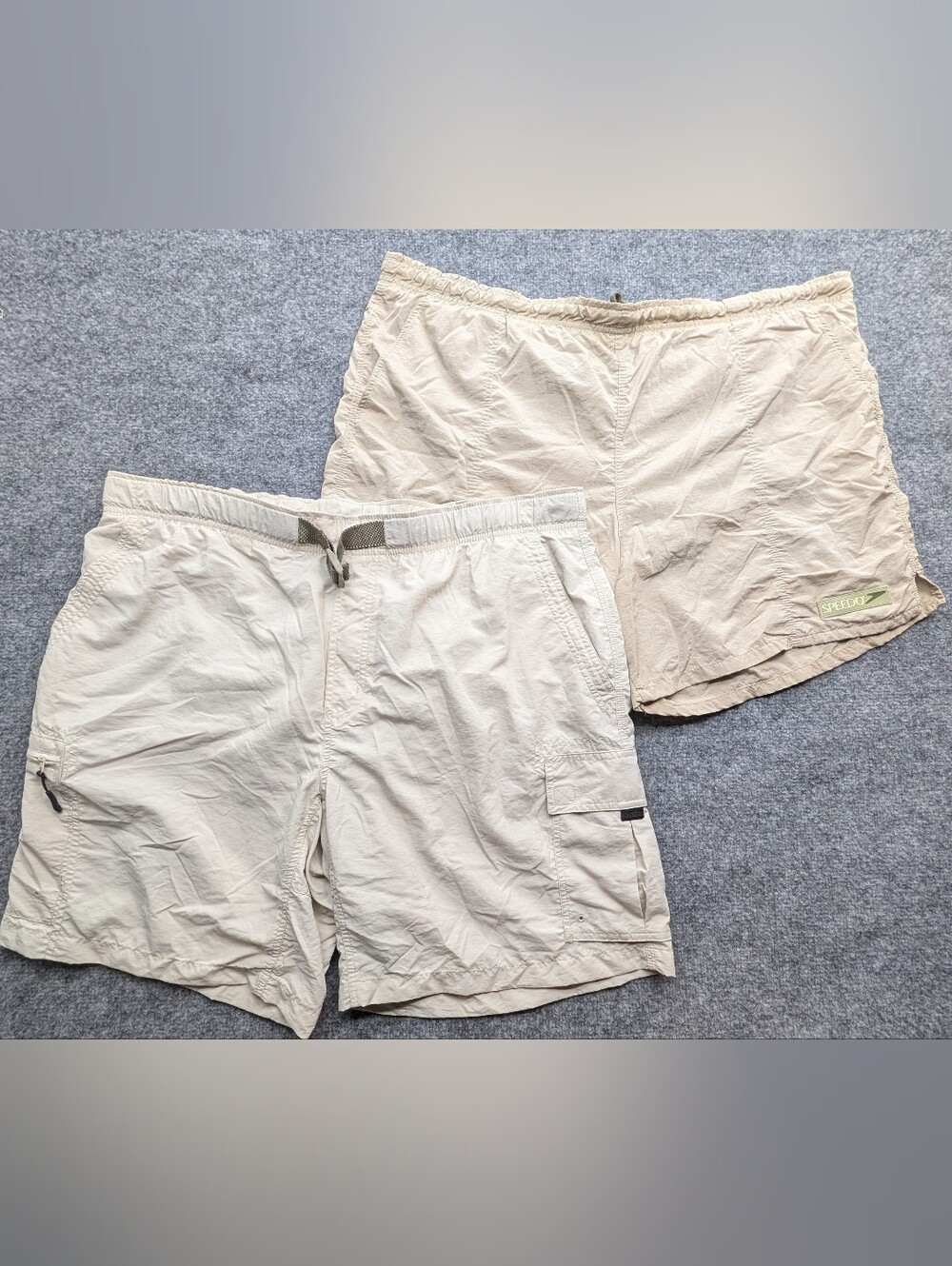 Speedo & Columbia Men's XL Swim Trunks Khaki Built In Mesh Vtg